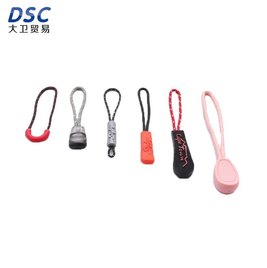 Corda da tirare coda Corda colorata Tirare cerniera Corda da tirare Testa in gomma dura in PVC